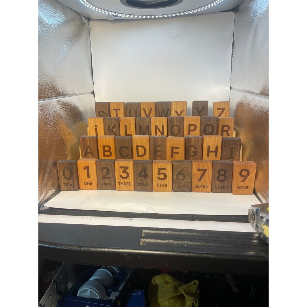 26 English Wood Alphabet Blocks cap and Lower case along with 10 num Wood Blocks